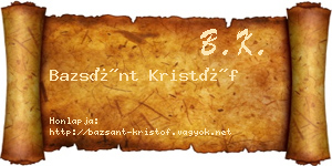 Bazsánt Kristóf névjegykártya